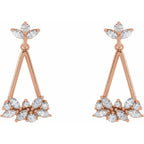 14K Rose 5/8 CTW Natural Diamond Geometric Cluster Earrings