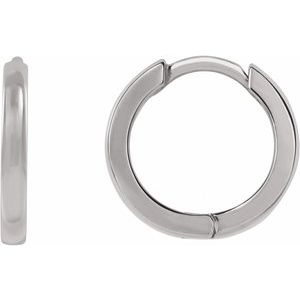 14K White Hinged 10 mm Hoop Earring