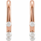 14K Rose Cultured Seed Pearl Hoop Earrings