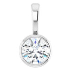 14K White 1/6 CT Natural Diamond Bezel-Set Solitaire Pendant