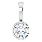 14K White .06 CT Natural Diamond Bezel-Set Solitaire Pendant