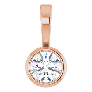 14K Rose .06 CT Natural Diamond Bezel-Set Solitaire Pendant