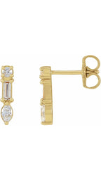 14K Yellow 1/4 CTW Natural Diamond Multi-Shape Bar Earrings