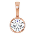 14K Rose 1/10 CT Natural Diamond Bezel-Set Solitaire Pendant