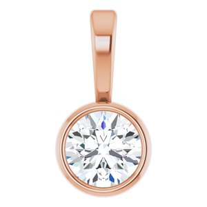 14K Rose 1/10 CT Natural Diamond Bezel-Set Solitaire Pendant