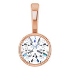 14K Rose 1/4 CT Natural Diamond Bezel-Set Solitaire Pendant