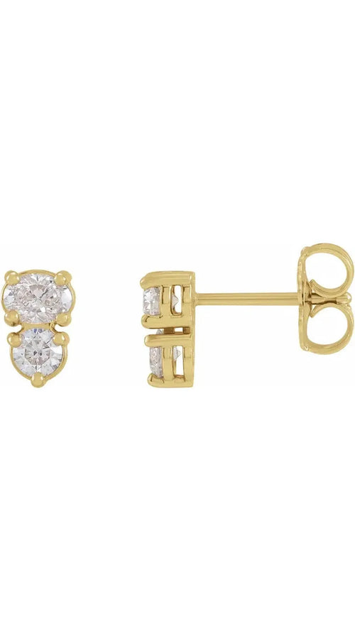 14K Yellow 1/2 CTW Natural Diamond Two-Stone Earrings