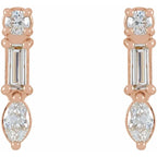 14K Rose 1/4 CTW Natural Diamond Multi-Shape Bar Earrings