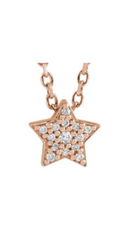 14K Rose .04 CTW Natural Diamond Star 16-18" Necklace