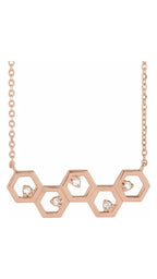 14K Rose .04 CTW Natural Diamond Honeycomb 18" Necklace