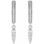 14K White 1/5 CTW Natural Diamond Hinged Hoop Spike Earrings