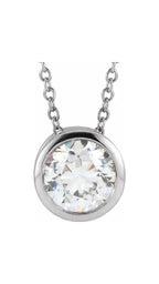 14K White 1 CT Lab-Grown Diamond Solitaire 16-18" Necklace