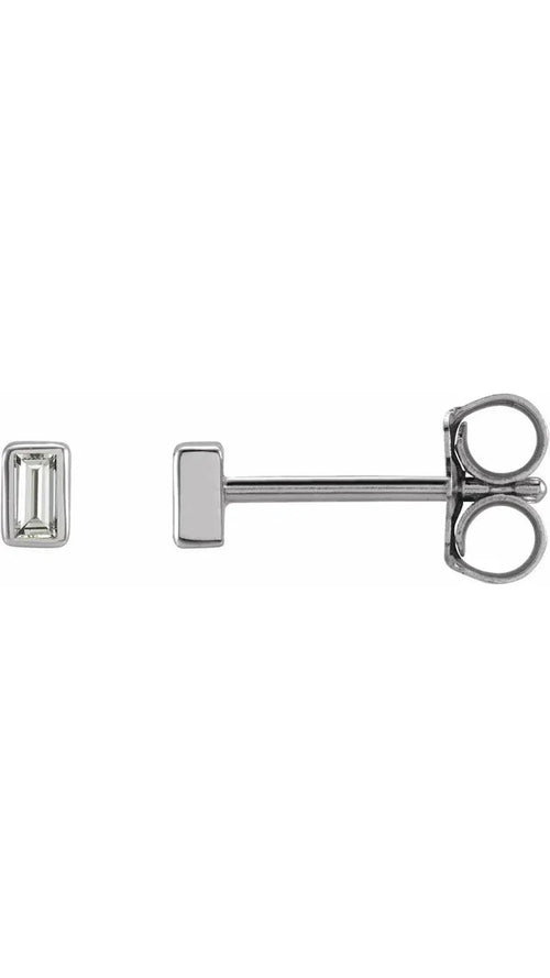 14K White .07 CTW Natural Diamond Bezel-Set Earrings