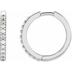 Platinum 1/6 CTW Natural Diamond Hinged 15 mm Hoop Earrings