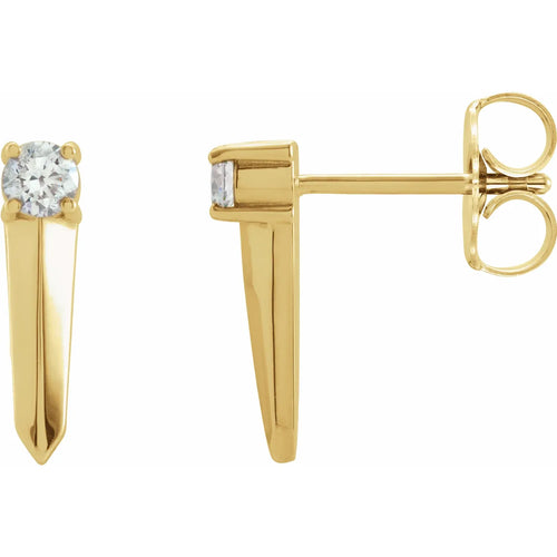 14K Yellow 1/6 CTW Natural Diamond Knife-Edge Bar Earrings