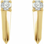 14K Yellow 1/6 CTW Natural Diamond Knife-Edge Bar Earrings