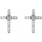 14K White 1/10 CTW Natural Diamond Cross Earrings