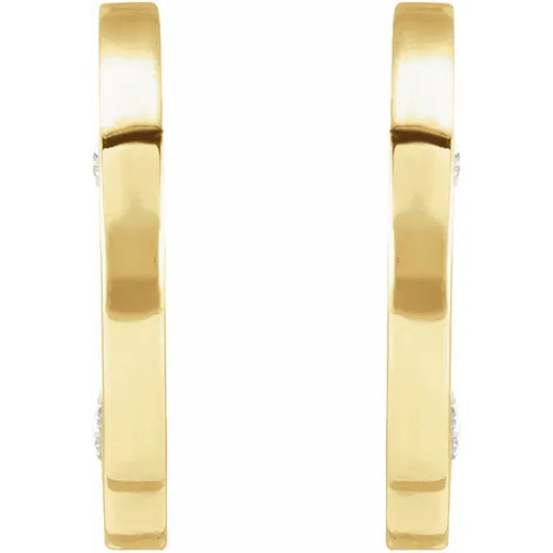 14K Yellow .025 CTW Natural Diamond Flat Hoop Earrings