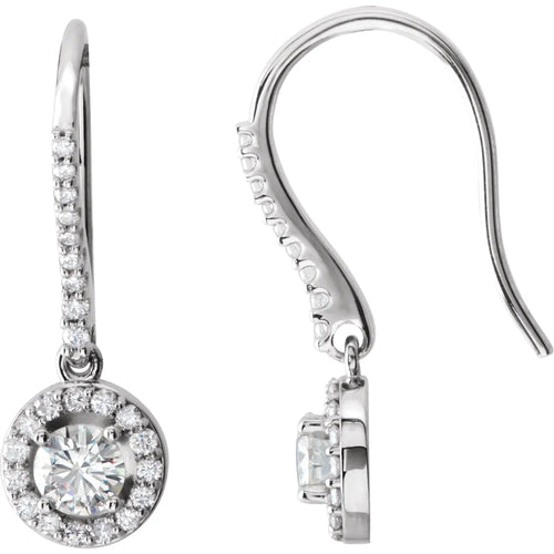 14K White 1 CTW Natural Diamond Halo-Style Earrings