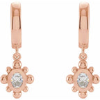 14K Rose 1/3 CTW Natural Diamond Beaded Bezel-Set Hinged Hoop Earrings