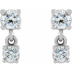 14K White 1/3 CTW Natural Diamond Two-Stone Earrings