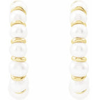 14K Yellow Cultured White Freshwater Pearl 14.9 mm Hoop Earrings