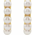 14K Yellow Cultured White Freshwater Pearl 14 mm Huggie Hoop Earrings