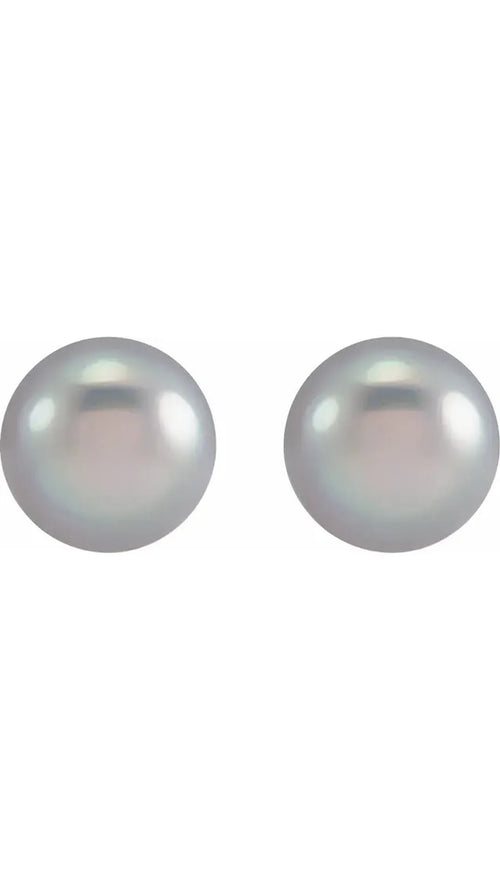 14K White 6.5-7 mm Cultured Gray Freshwater Pearl Earrings