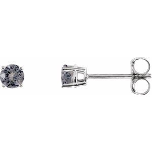 14K White 3 mm Natural Gray Spinel Stud Earrings