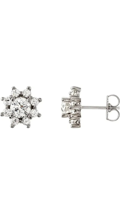 14K White Gold 1 3/4 CTW Natural Diamond Stud Earrings