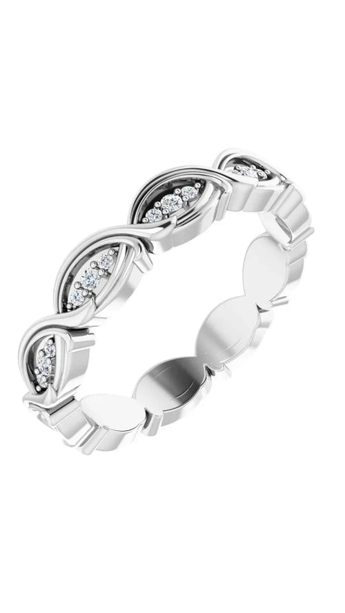 14K White 1/6 CTW Natural Diamond Eternity Band Size 7