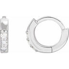Sterling Silver .05 CTW Natural Diamond Hinged 8 mm Hoop Earrings