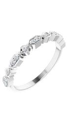 14K White 1/8 CTW Natural Diamond Geometric Anniversary Band
