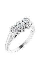 14K White 1/3 CTW Natural Diamond Three-Stone Anniversary Band