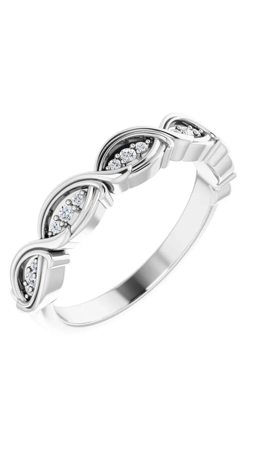 14K White .08 CTW Natural Diamond Anniversary Band