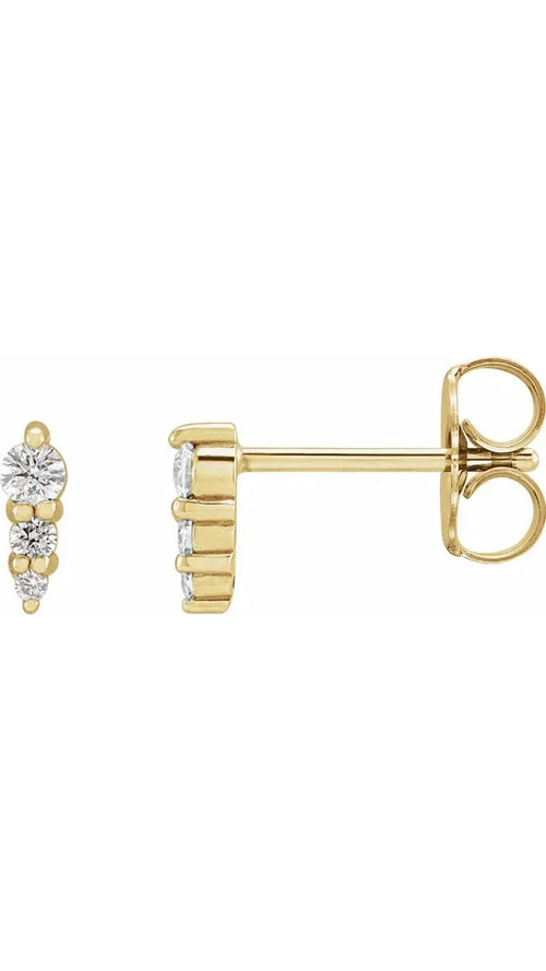 14K Yellow .08 CTW Natural Diamond Three-Stone Graduated Bar Earrings
