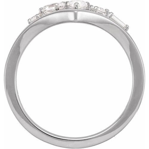 14K White 1/2 CTW Lab-Grown Diamond V Ring