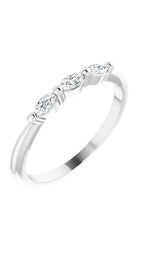 14K White 1/5 CTW Natural Diamond Three-Stone Anniversary Band