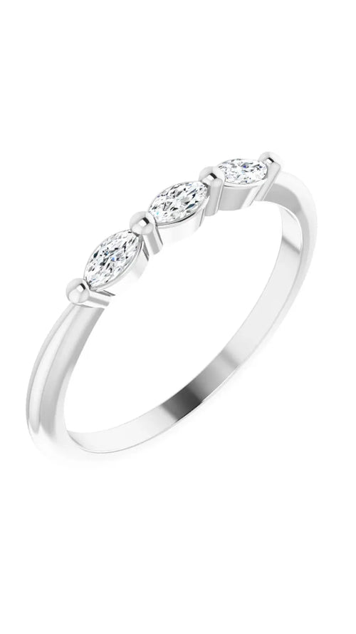 14K White 1/5 CTW Natural Diamond Three-Stone Anniversary Band