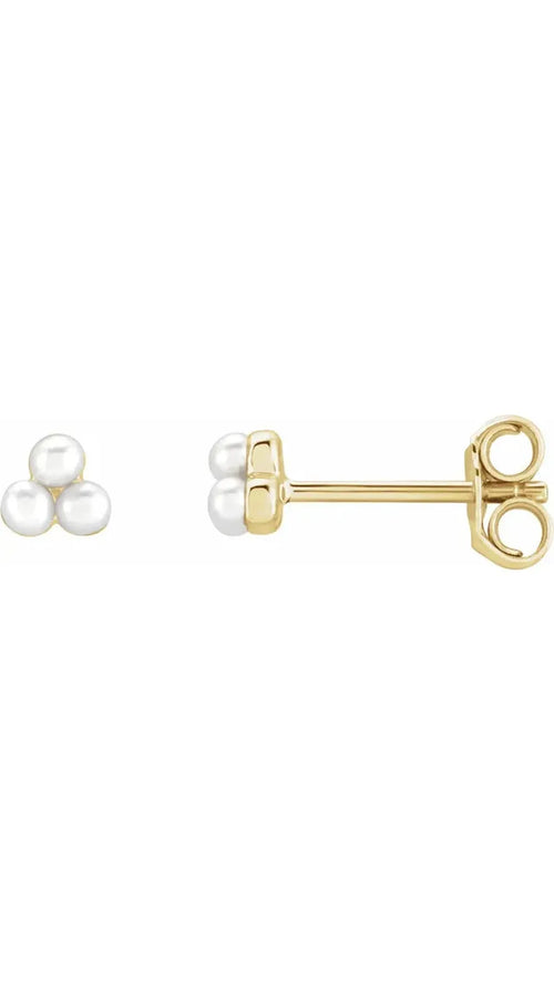 14K Yellow Cultured Freshwater Pearl Cluster Earrings