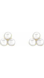 14K Yellow Cultured Freshwater Pearl Cluster Earrings