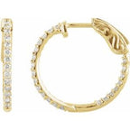 14K Yellow 1 CTW Natural Diamond Inside-Outside 26.5 mm Hinged Hoop Earrings