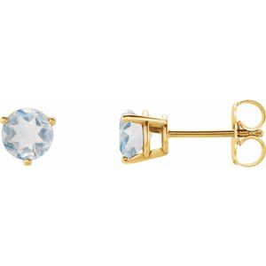 14K Yellow Natural Blue Sheen Moonstone Earrings
