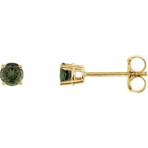 14K Yellow 3 mm Natural Green Tourmaline Stud Earrings