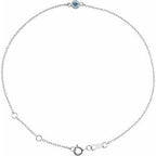 14K White Natural Aquamarine Bezel-Set Solitaire 6 1/2-7 1/2" Bracelet