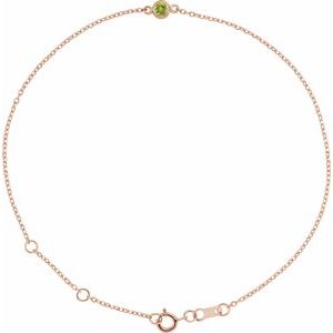 14K Rose Natural Peridot 6 1/2-7 1/2" Bracelet