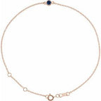 14K Rose Lab-Grown Blue Sapphire Bezel-Set Solitaire 6 1/2-7 1/2" Bracelet
