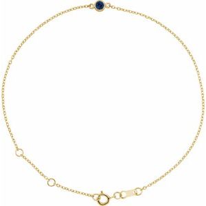 14K Yellow Lab-Grown Blue Sapphire Bezel-Set Solitaire 6 1/2-7 1/2" Bracelet