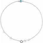 Sterling Silver Natural Blue Zircon Bezel-Set Solitaire 6 1/2-7 1/2" Bracelet