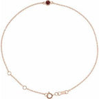 14K Rose Natural Mozambique Garnet Bezel-Set Solitaire 6 1/2-7 1/2" Bracelet